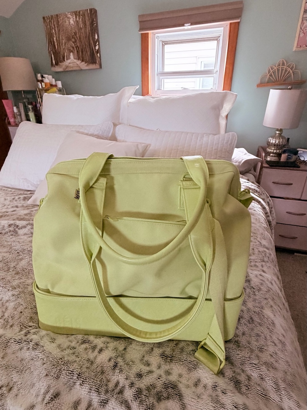 BEIS MINI Lime Green Travel Weekender Bag